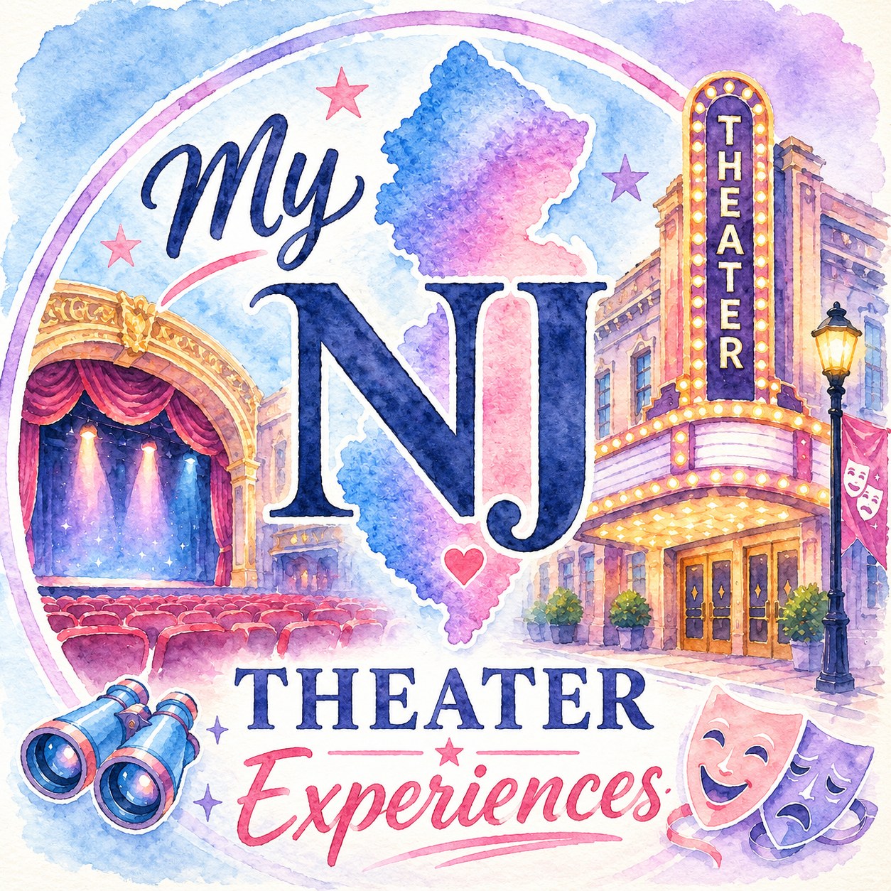 My NJ Theater Experiences watercolor logo